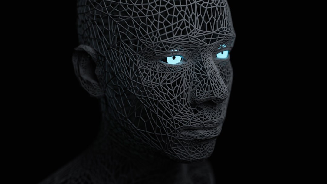 Artificial intelligence visualization with blue neural network
